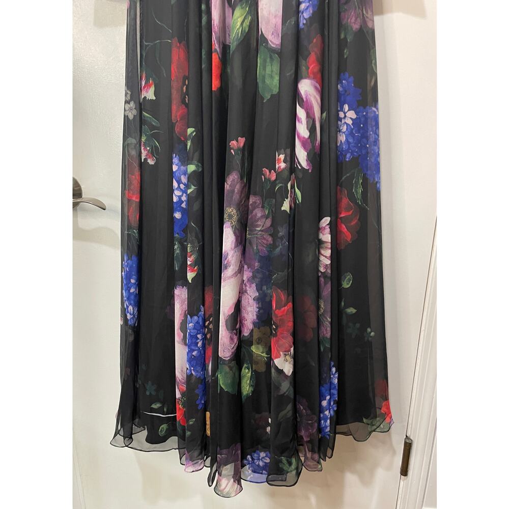 Mac Duggal Long Sleeve Floral Chiffon Gown Black Print 67872 Sz 2 NWT Romantic - Picture 16 of 16